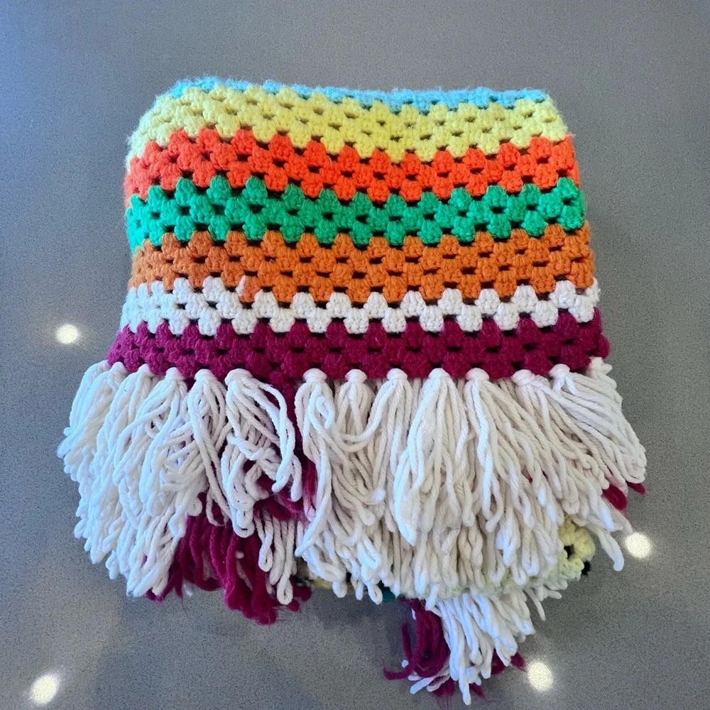 Handmade crochet afghan, throw, or lap blanket Approximately 57”x57”